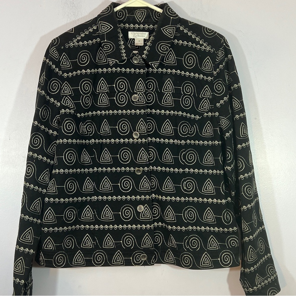 Coldwater creek medium embroidered black jacket